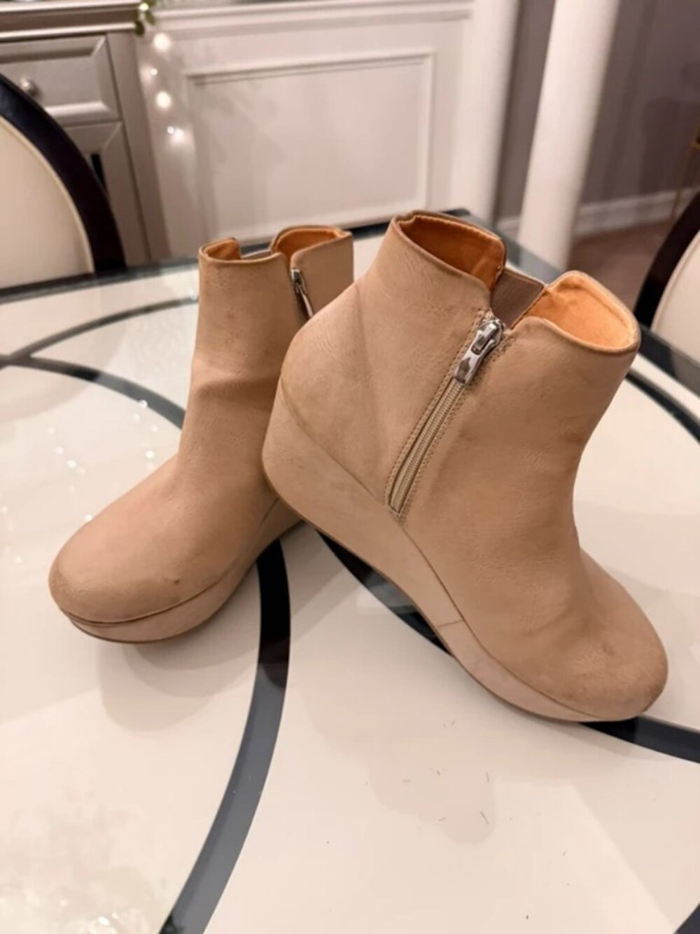 Yellow box women’s distressed wedge ankle boot size 11 never worn
